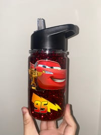 Image 2 of lighting McQueen snowglobe water bottle 