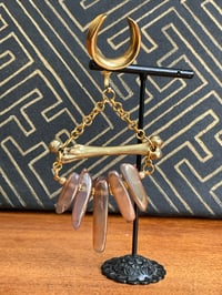 Image 4 of Gold Titanium Agate Femur Bone hanging saddle ear weights