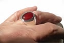 Mens Large Oval Carnelian Agate Ring in Sterling Silver