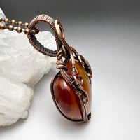 Image 5 of Heart Stone Carnelian and Copper Necklace