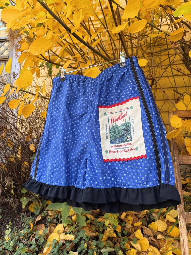 Image of High Waisted Ruffle Shorts — Heartland Blue