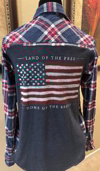 Vintage Navy/Red/White Flannel Shirt American Flag