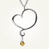Aphrodite Heart Necklace with Citrine, Sterling Silver