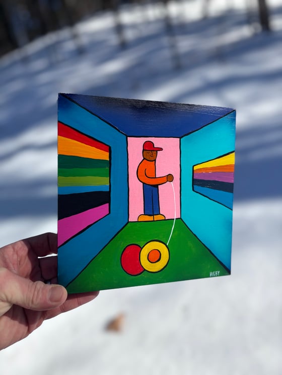 Image of In the Doorway 8x8 Painting on wood