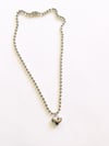 SILVER BALL CHAIN HEART NECKLACE