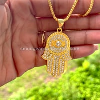 Image 5 of NEW* Rhinestone Hamsa With Evil Eye Necklace