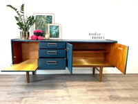Image 2 of Nathan Sideboard - Mid Century Modern Drinks Cabinet - Long TV Cabinet painted in dark teal 