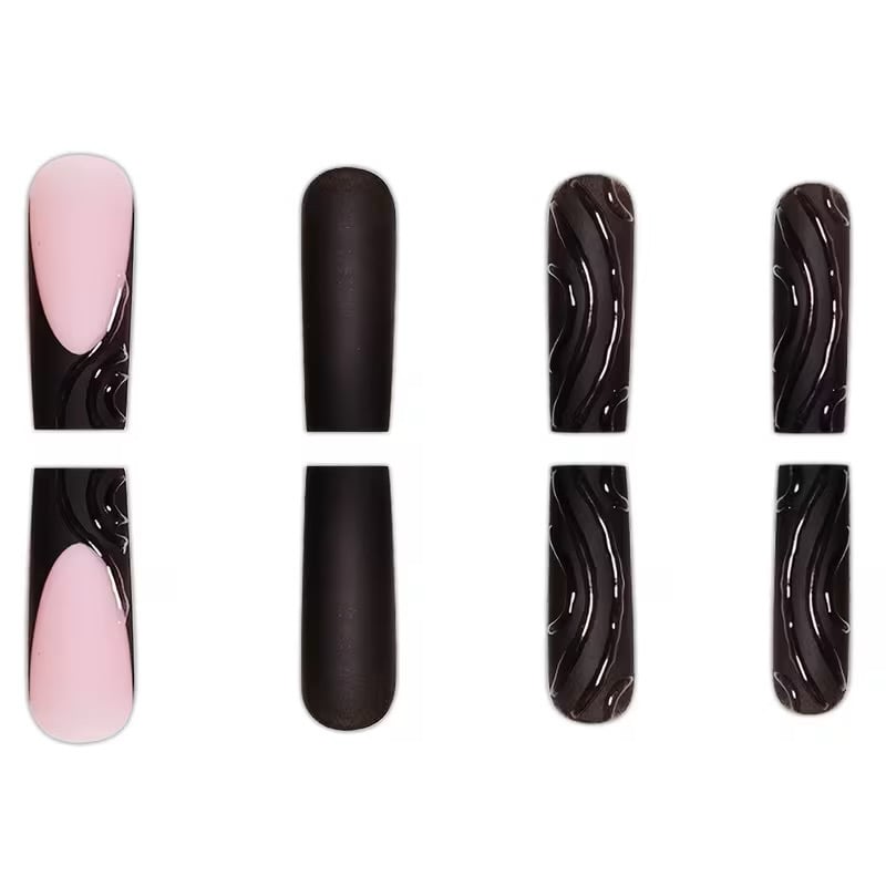 Image of Matte Black 3D French Tips