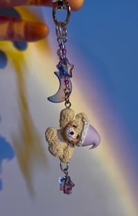Image 4 of Luna Bear Celestial Keychain - Hand-Sculpted Polymer Clay Teddy with Moon & Stars