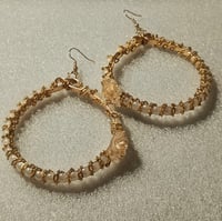 Image 6 of Golden Pearl Rose Statement Hoops