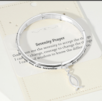 Serenity Prayer Abalone Ichthys Charm Stretch Bracelet 2
