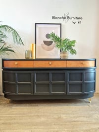 Image 1 of Mid Century Luxury Sideboard Nathan | Curved Teak Sideboard Grey