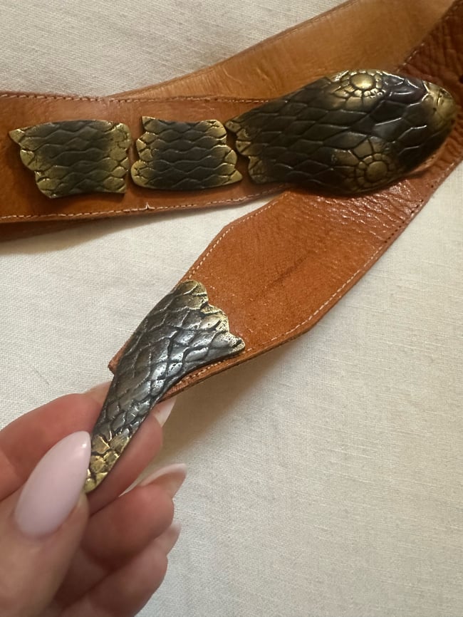 70s leather and metal SNAKE belt 