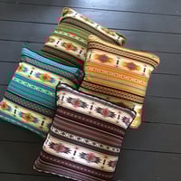 Image 1 of Southwestern diamond print cushion cover in blue green or orange