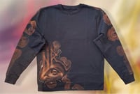 Image 1 of “BONED” CUSTOM BLEACH PAINTED PULLOVER SWEATER XL