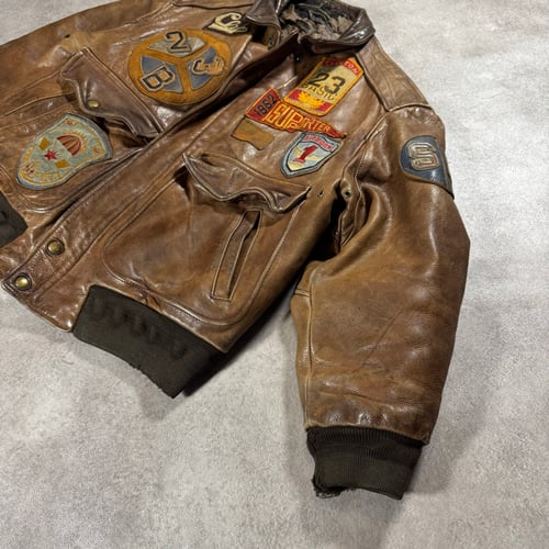 Image of 1980s Heavyweight Leather Flying Jacket, Size Medium