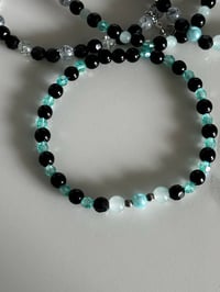 Image 8 of Midnight Glitz Black and Teal Tumbler Bracelet Stack