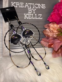 Image 1 of Large Hoop Ravens Earrings 7