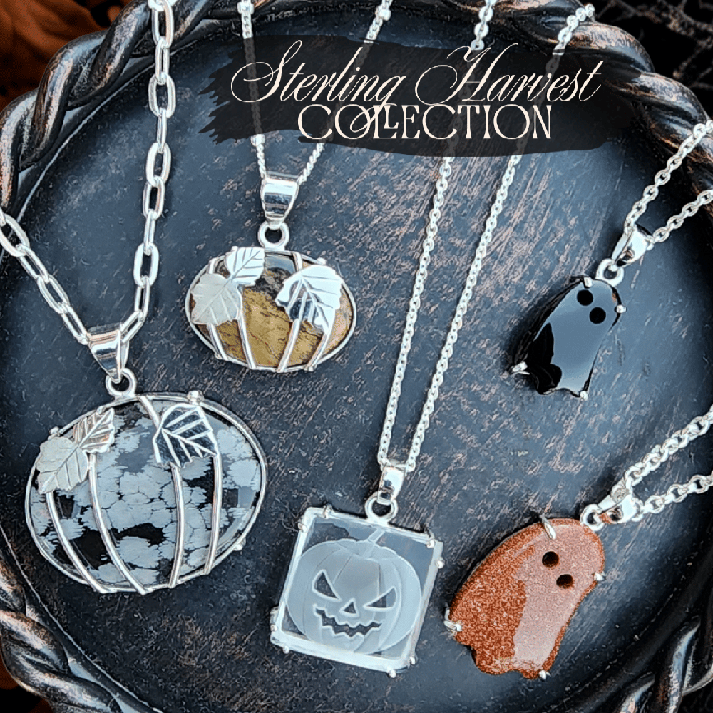 Image of Snowflake Obsidian Sterling Harvest Pumpkin Pendant