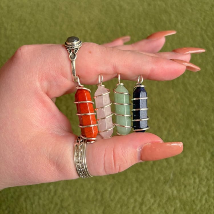 Image of simple crystal wrap pendant