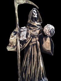 Image 1 of Gold Santa Muerte Statue with owl