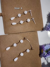 Image 5 of Mother of Pearl Dangle Earring| Wedding Bridal Earrings| 14k Gold-filled | Sterling Silver Earrings