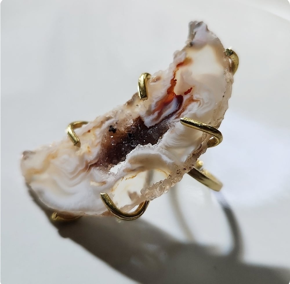 Image of Crescent Moon Geode Ring