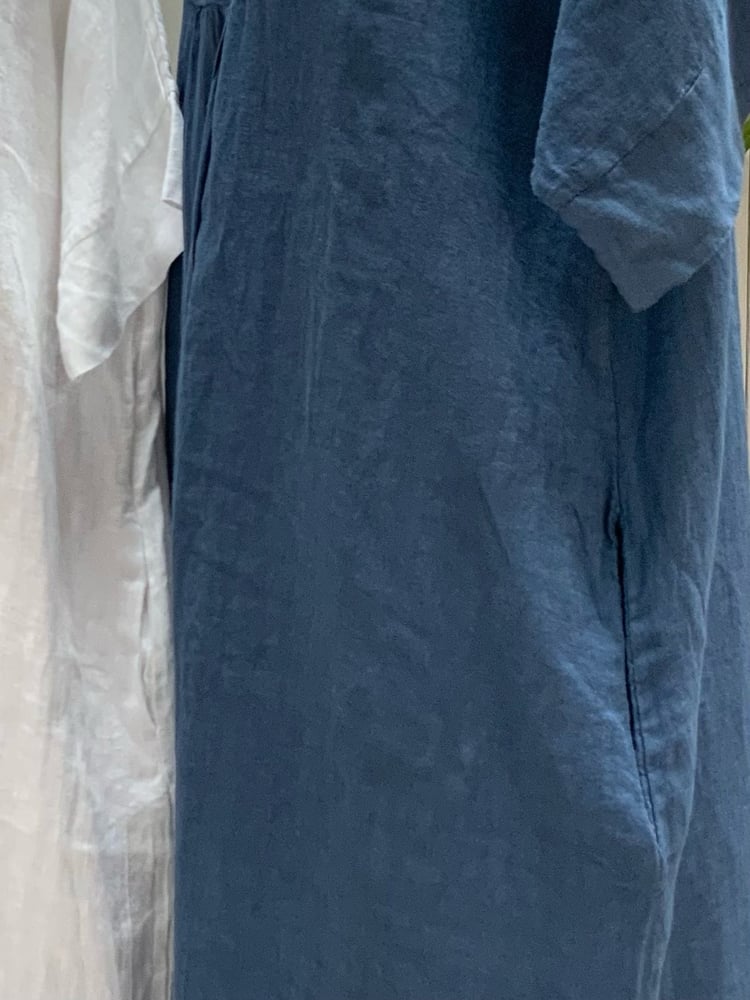 Image of Robe En Lin Diane Bleu Orage