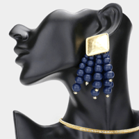 Image 3 of Pearl Statement Tassel/Beaded Tassel Pearl Earrings/Wedding Earrings