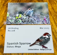 Image 1 of Spanish Sparrow - No.108 - UK Birding Pins - Enamel Pin Badge