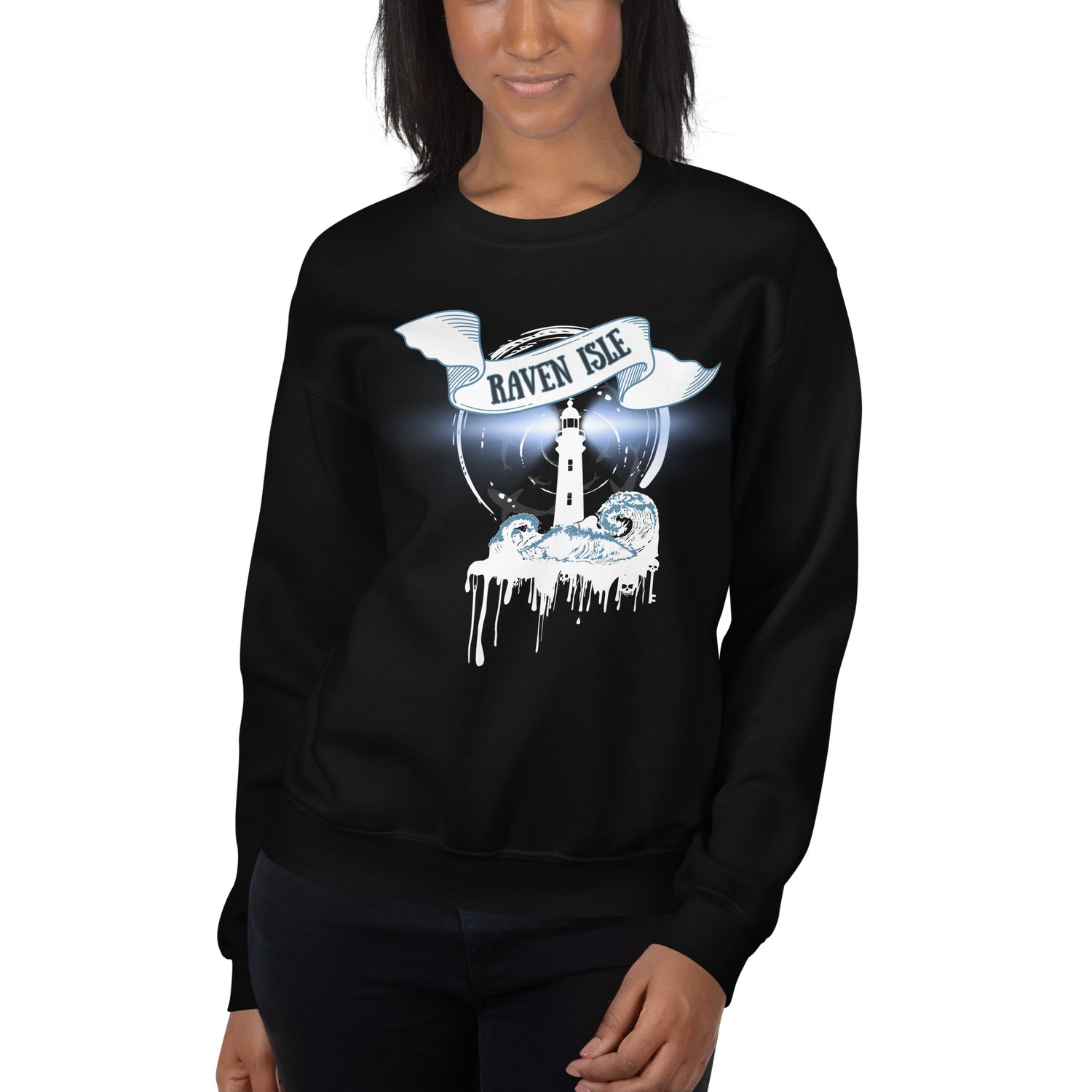 Image of Officially licensed does it hurt Raven Isle white Unisex Sweatshirt