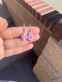 Purple Daisy Earrings 