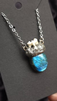 Image 2 of Labradorite and fox tooth pendant