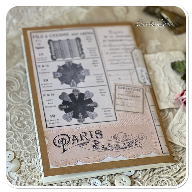 handmade note book covered with vintage style french ephemera ...