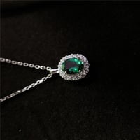 Image 3 of Oringal White Gold Au585 Pendant Popular Oval Shape 1.5CT Emerald Diamond Engagement Pendant Necklac