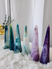 Image 1 of 6.5" Sardonyx Agate Crystal Towers | Blue | Purple | 6 - Styles