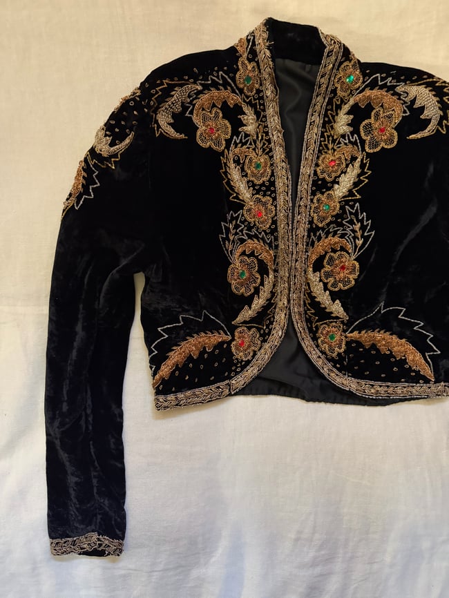 vintage velvet bolero jacket with metallic embroidery ottoman turkish