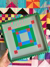 Image 1 of Painted Patchwork Tray (Green Bobble)