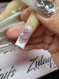 Image 2 of Pink and Silver Rectangle charm (2pc)