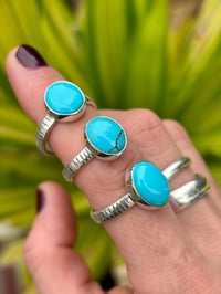 Image 1 of Egyptian Turquoise Stamped Band Rings 