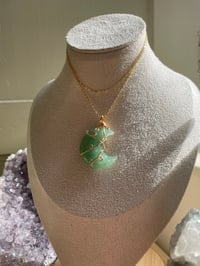 Image 2 of Gold Green Aventurine Moon Necklace