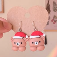 Christmas Teddy Bear Dangle Earrings