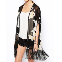Image 1 of USIA floral fringe kimono duster