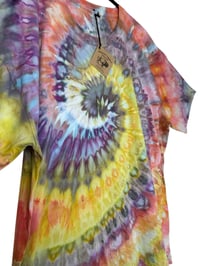 Image 7 of 3XL Adult Combed Cotton Tee in Earthy Bright Spiral Ice Dye