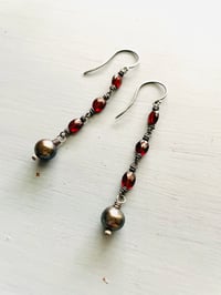 Image 2 of pearl and garnet earrings