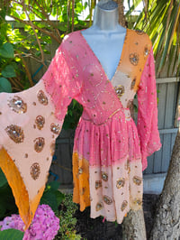 Image 6 of Mykonos Glitter wrap dress -peach pink shells 8-12 