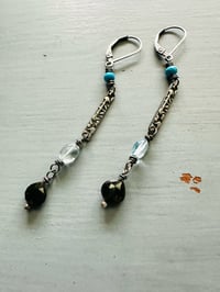 Image 7 of Tibetan turquoise and topaz dangle earrings