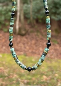 Image 3 of African Turquoise Jasper, Black Obsidian, and Onyx Choker