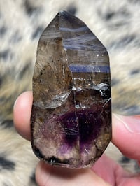 Image 8 of Smoky Amethyst Point With Siver & Red Rutile Inclusions #1972