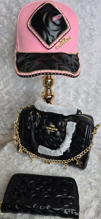 Image 2 of 1 Black Cch Crossbody w/ pink hat & wallet